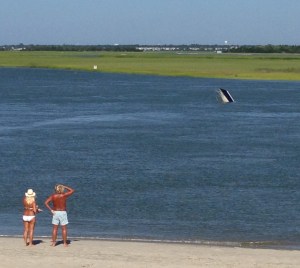 The tourists in this photo are classic.  